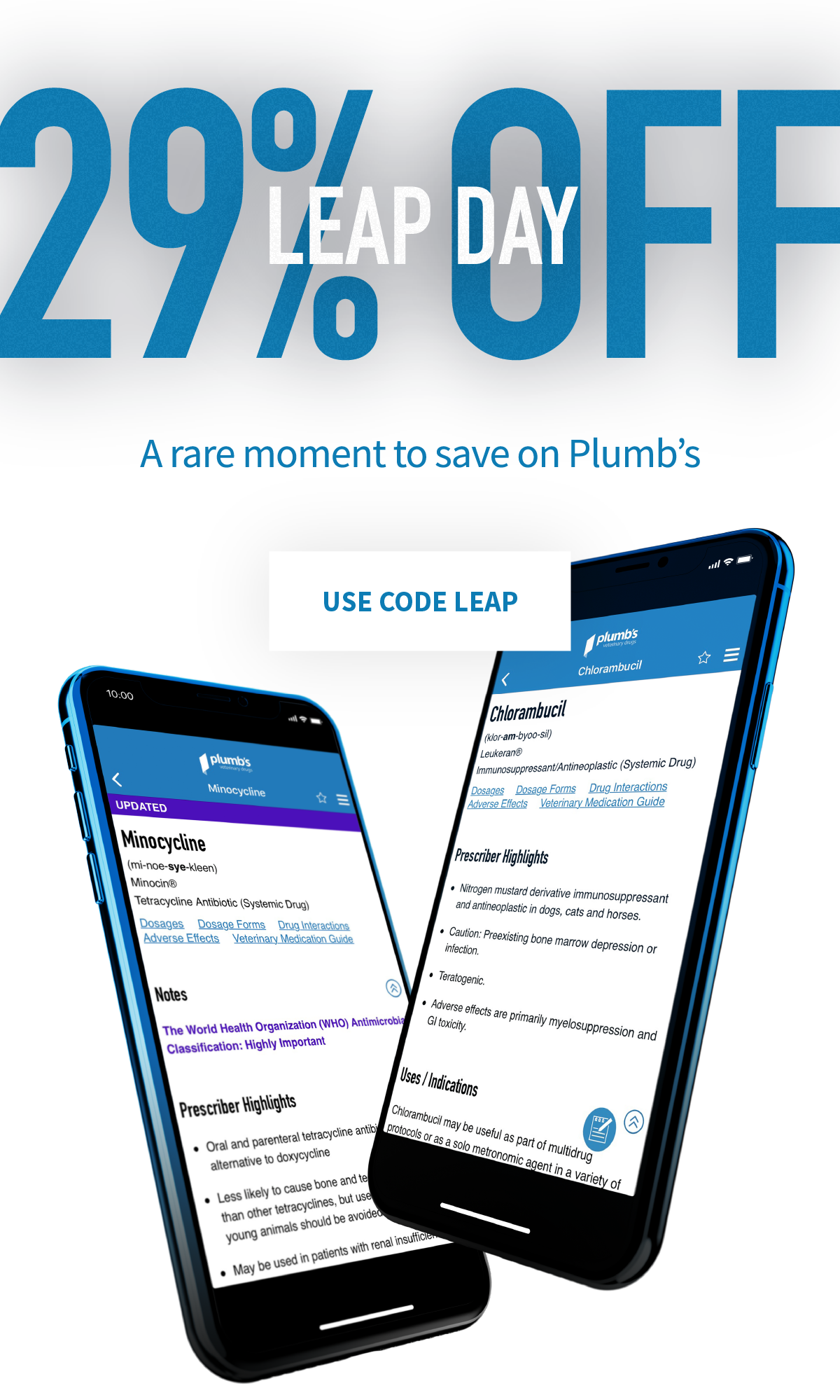 Leap Day. 29% Off. A rare moment to save on Plumb's.